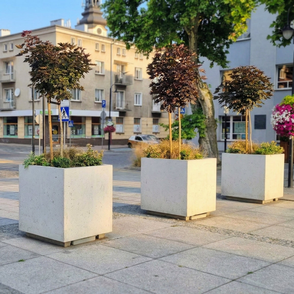 Kwadratowa donica z betonu architektonicznego Cubo 100, 100 × 100 × 100 cm – ujęcie 4