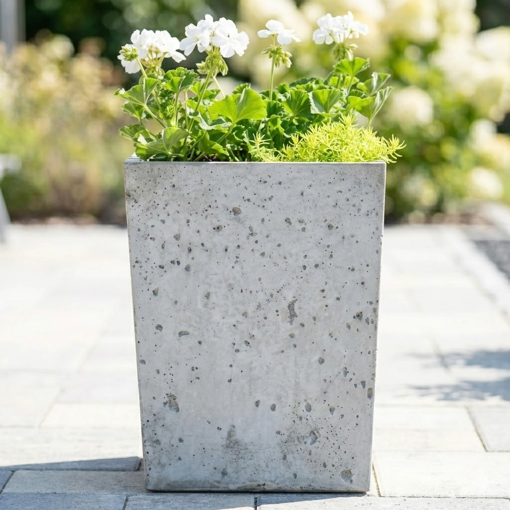 Podłużna donica z betonu architektonicznego Linea 45, 35,5 × 35,5 × 45 cm – ujęcie 4