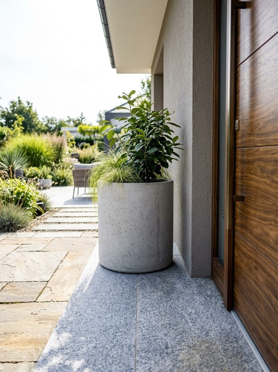 Okrągła donica z betonu architektonicznego Rondo 55, Ø50 × 55 cm – ujęcie 4