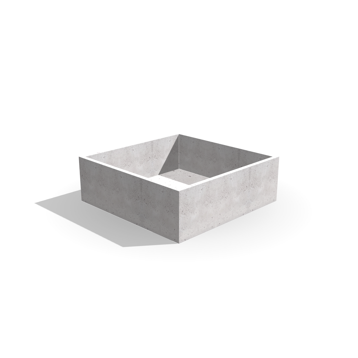 Kwadratowa donica z betonu architektonicznego Cubo 150, 150 × 150 × 50 cm – ujęcie 1