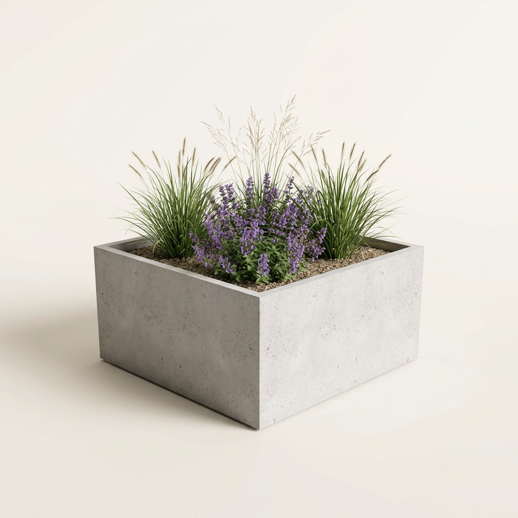 Donica betonowa Cubo 100 Low o wymiarach 100 × 100 × 50 cm