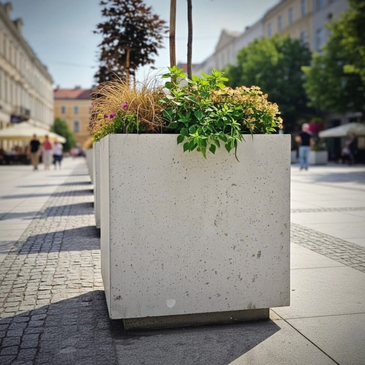Donica betonowa K100 - 100x100x100 cm kwadratowa beton architektoniczny mrozoodporna (id: 2329)
