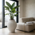 Wysoki Wazon z Włóknocementu Modern White Prążki A – Biały 72 cm (id: 4715)