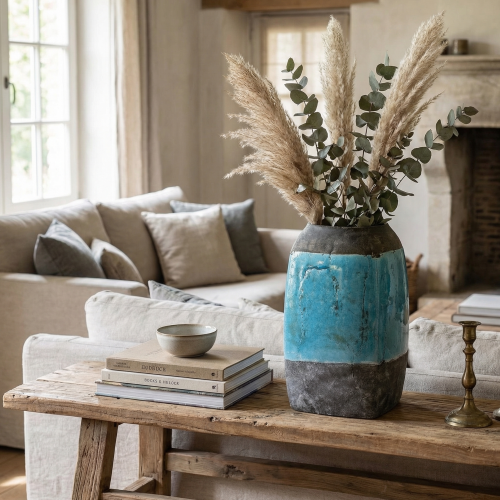 Duży Wazon Ceramiczny Azzurro II A Krakle – Turkusowo-Grafitowy 41 cm (id: 3535) .png