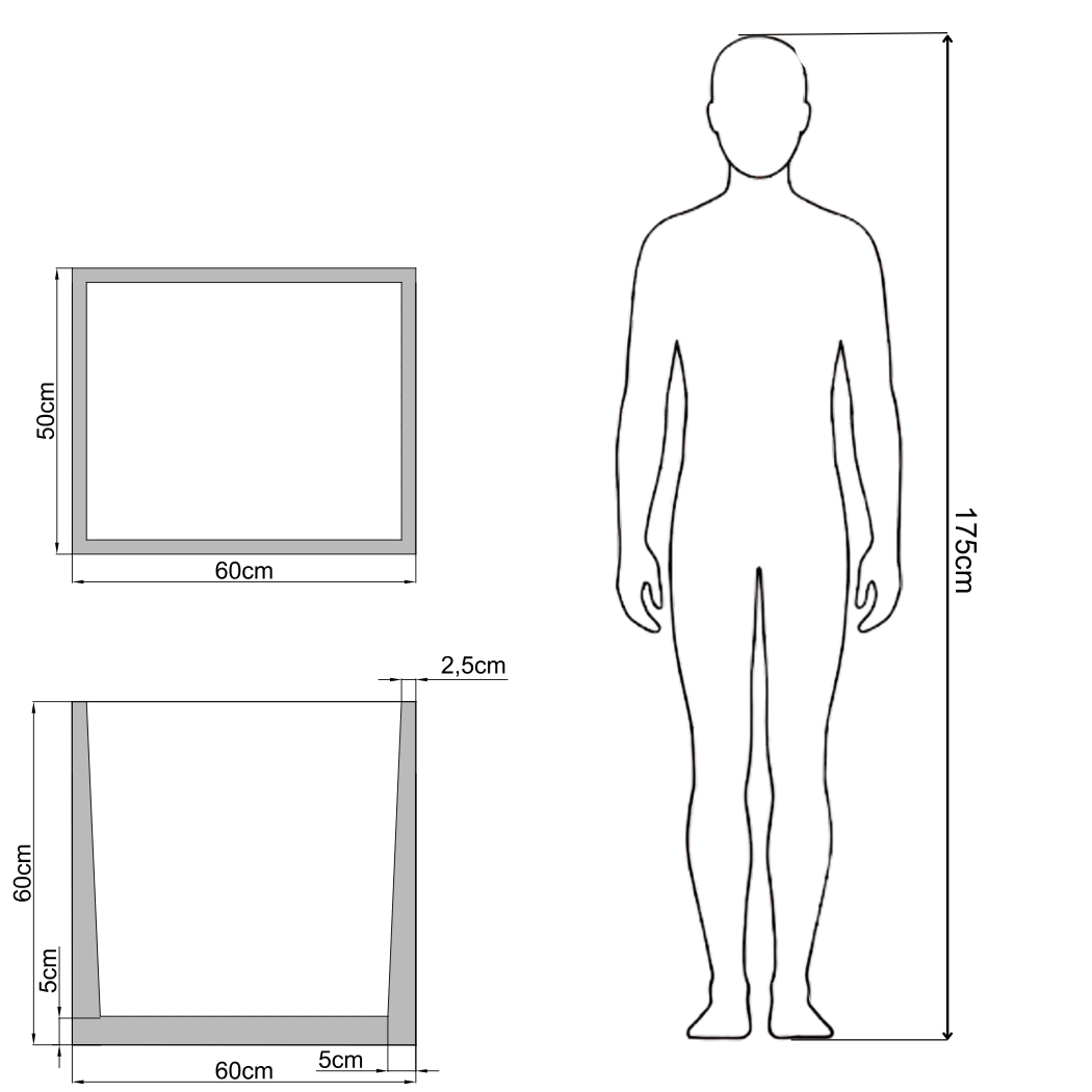 Wymiary donicy Forma 60 - rysunek techniczny 60x50x60 cm