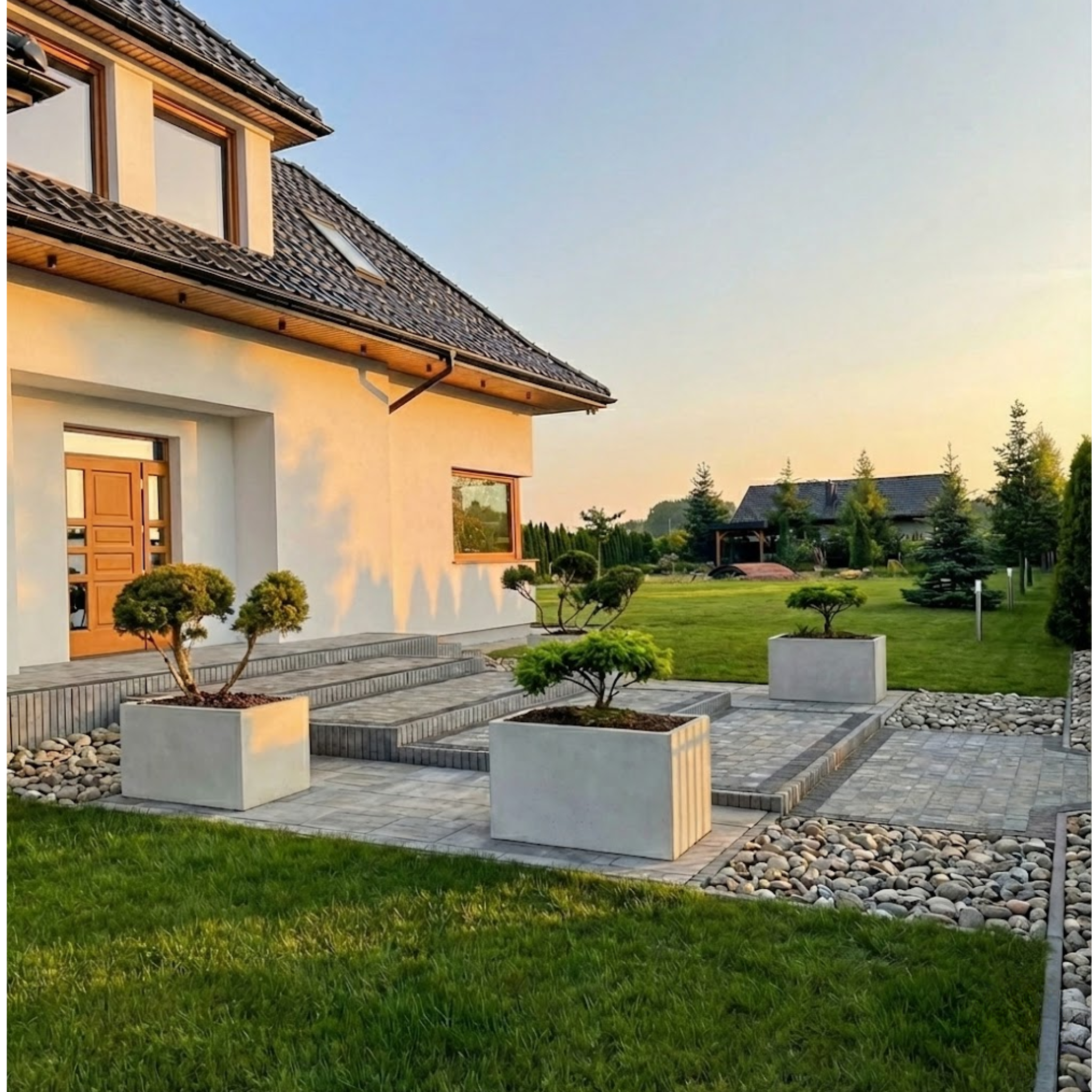 Wielkogabarytowa donica betonowa Forma 100/60 z drzewem