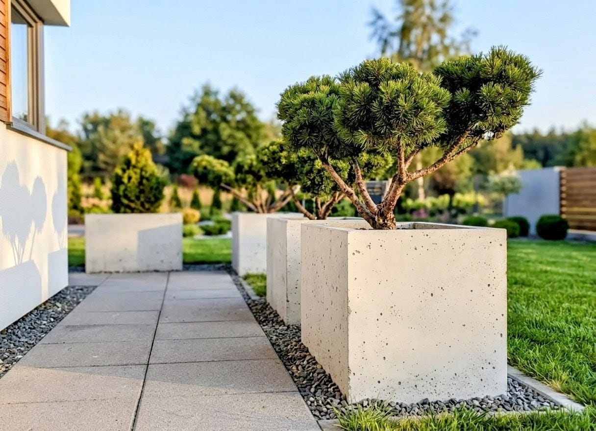 Detal faktury betonu architektonicznego donicy Model 150 - charakter materiału